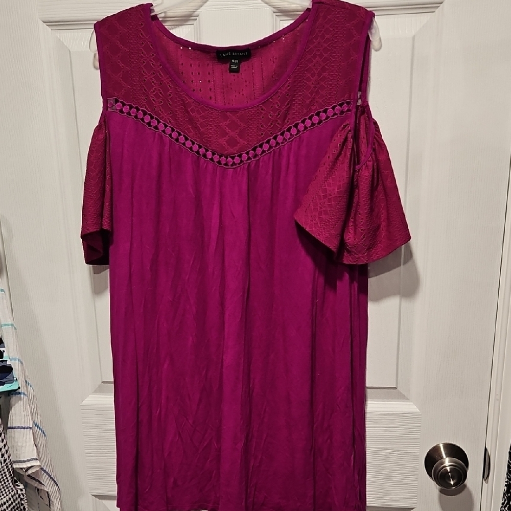 Deep Pink Lace Accent Women's Top